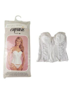 VTG Carnival Full Figure Torsolette Underwire Bustier White Package Womens 38B